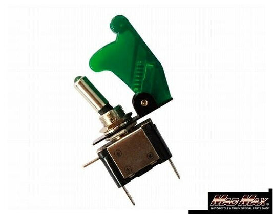 LED付 ミサイルスイッチ ON/OFF切替 グリーン 縦63×横42×厚17mm 汎用(12V専用)