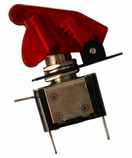 LED付 ミサイルスイッチ ON/OFF切替 レッド 縦63×横42×厚17mm 汎用(12V専用)