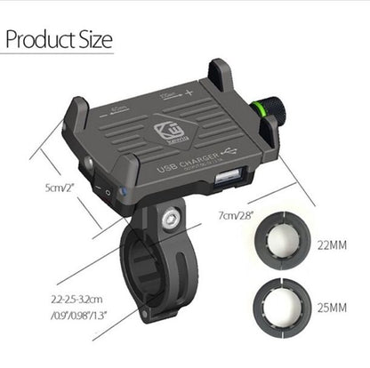 二輪車用 USB付き スマホホルダー シルバー 汎用