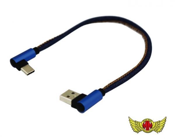 Android-only Type-C sideways charging USB cable, anti-break, denim pattern, 240-270mm, 1pc, universal