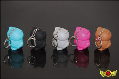 Animal Keychain, Hooting Owl, with LED, Pink, 43x36x28mm, 1pc