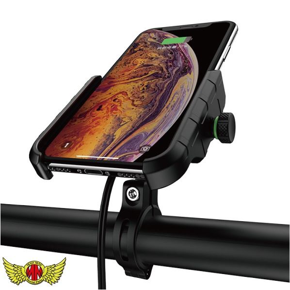 バイク用スマートフォンホルダー 防水 ワイヤレス充電タイプ レッド 汎用