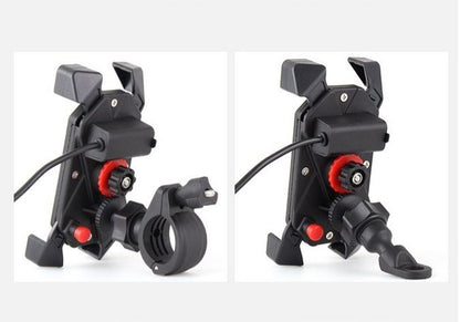 USBソケット一体型スマホホルダー マウントセット 防水キャップ付 ブラック 汎用