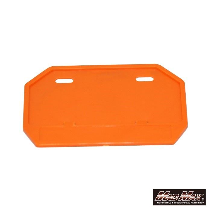 プラスチック製ナンバーフレーム 台形型 オレンジ 縦148×横222mm スクーター用(50CC～125CC)