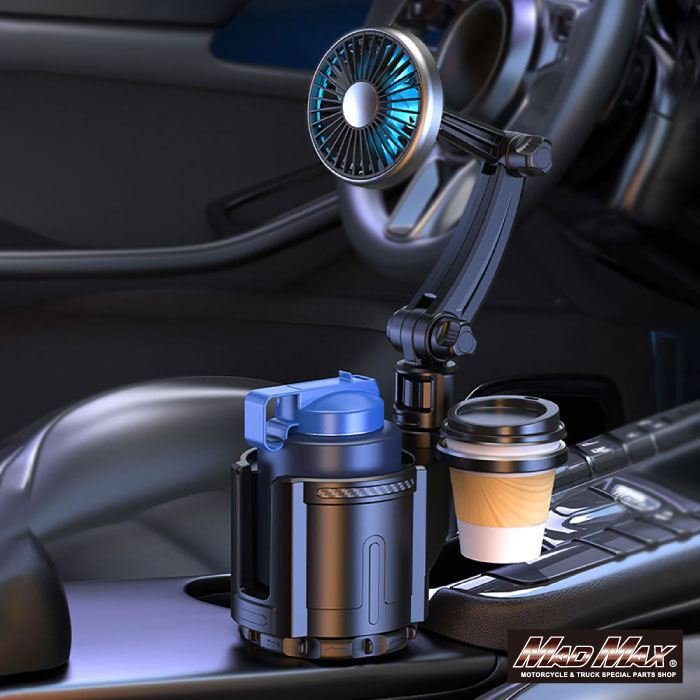 ドリンクホルダー 一体型 USB車載扇風機 カップホルダー付 Sサイズ 汎用(12V/24V兼用)
