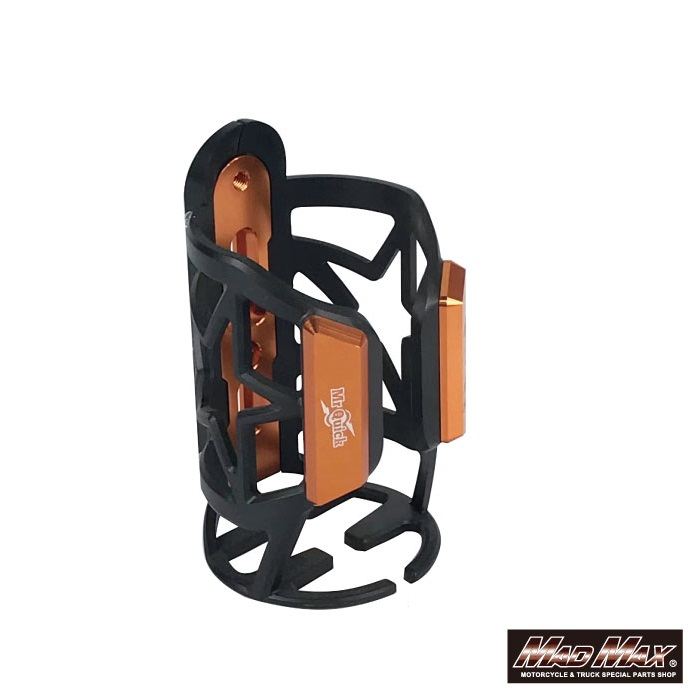 MrQuick Motorcycle/Bicycle Drink Holder, Mirror Mount Type, Orange, Universal