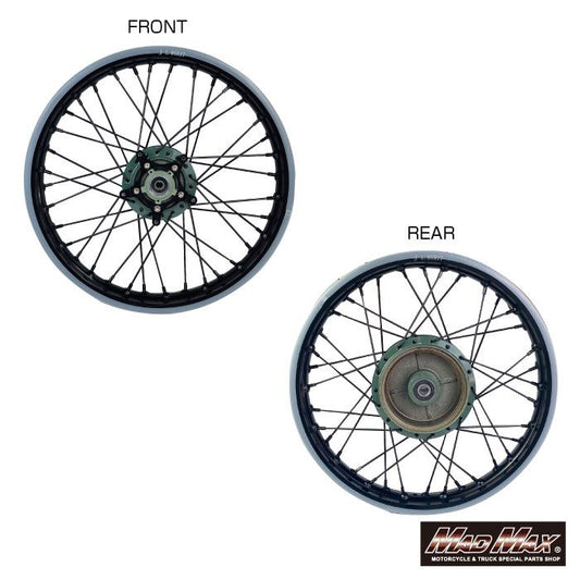 MrQuick製 17インチスポークワイドホイールセット グリーン クロスカブ110