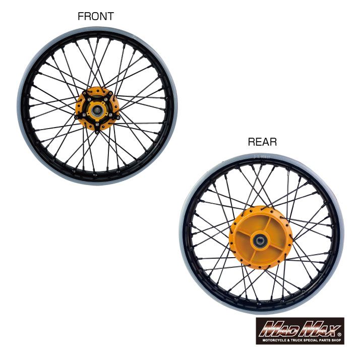 MrQuick製 17インチスポークワイドホイールセット イエロー クロスカブ110