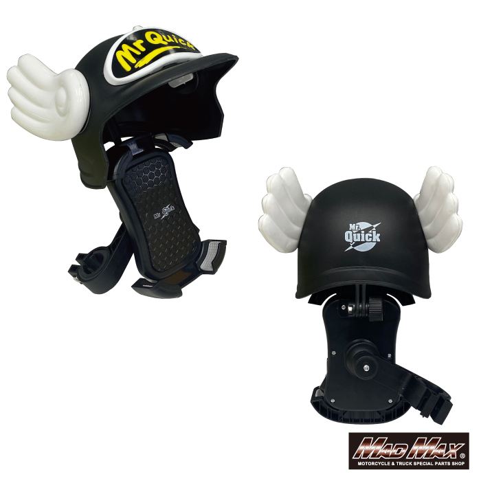 MrQuick製 バイク用 スマートフォンホルダー バイザー付き ブラック 汎用