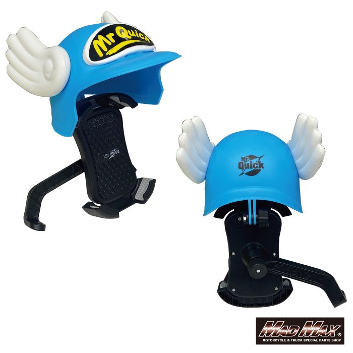 MrQuick製 バイク用 スマートフォンホルダー バイザー付き ブルー 汎用