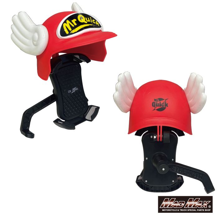 MrQuick製 バイク用 スマートフォンホルダー バイザー付き レッド 汎用