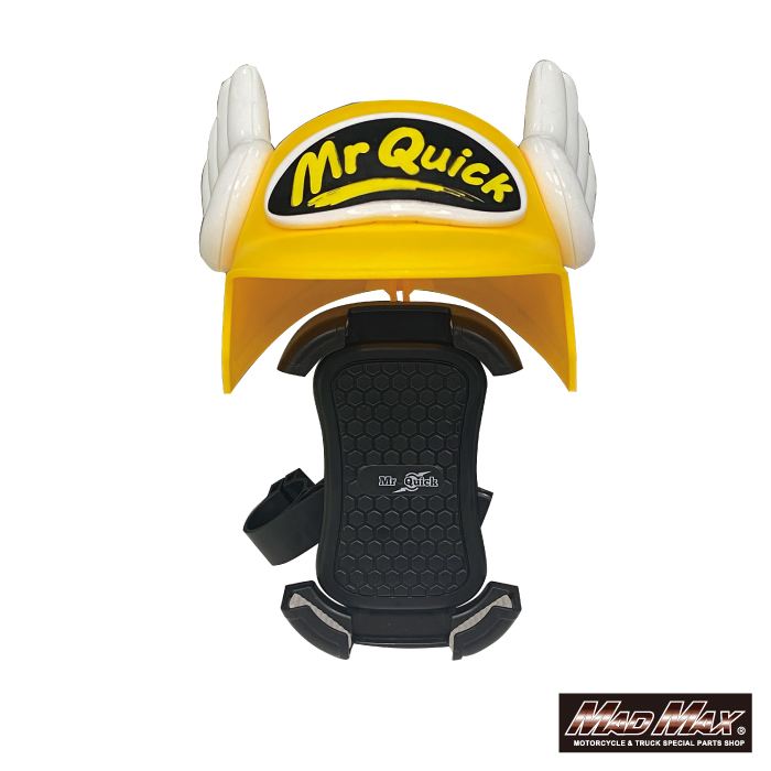 MrQuick製 バイク用 スマートフォンホルダー バイザー付き イエロー 汎用