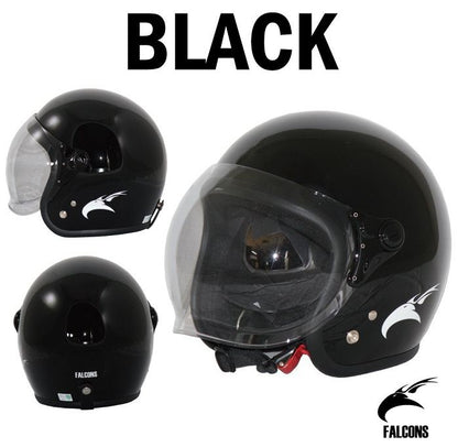 FALCONS スモールジェットヘルメット クリアシールド付 フリーサイズ