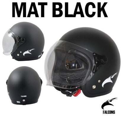 FALCONS スモールジェットヘルメット クリアシールド付 フリーサイズ