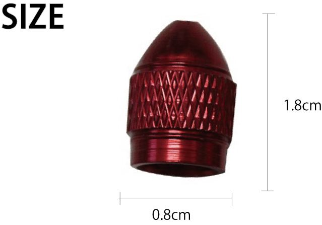 エアバルブキャップ 砲弾 レッド 4個セット 汎用