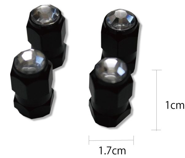 エアバルブキャップ 六角/クリスタル 4個セット 汎用