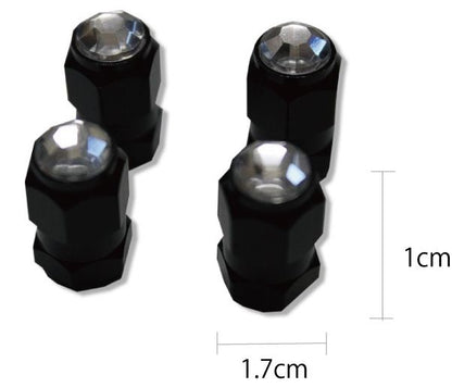 エアバルブキャップ 六角/クリスタル 4個セット 汎用