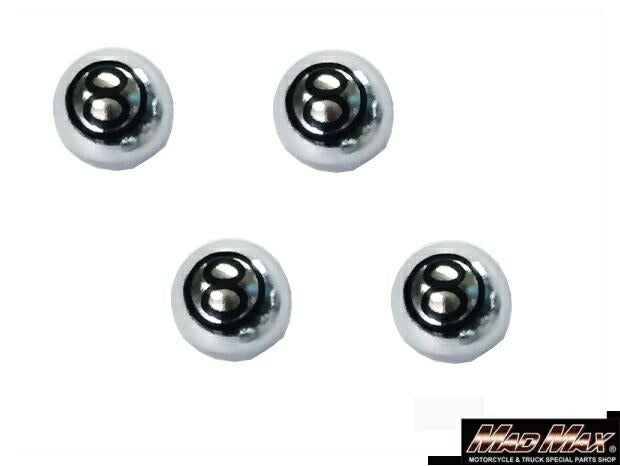 タイヤバルブキャップ ナンバー8 シルバー 4個セット 汎用