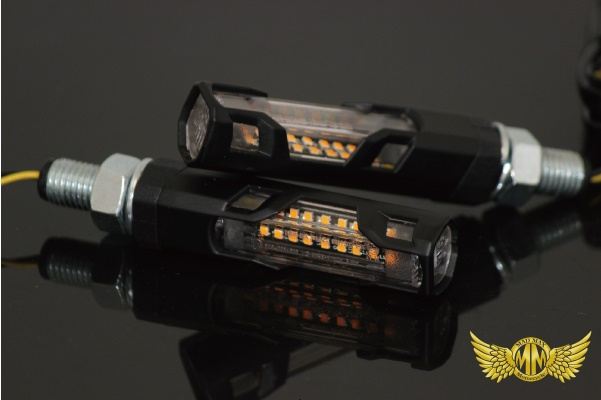 LED 18-Light Aluminum Sequential Turn Signal Clear Vertical 16x Horizontal 64x Thickness 16mm Universal
