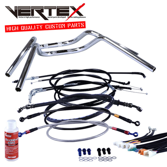 XR50/100モタード 05-07年 AD14HD13 ミニ鬼アップハンドル セット ブラック ワイヤー