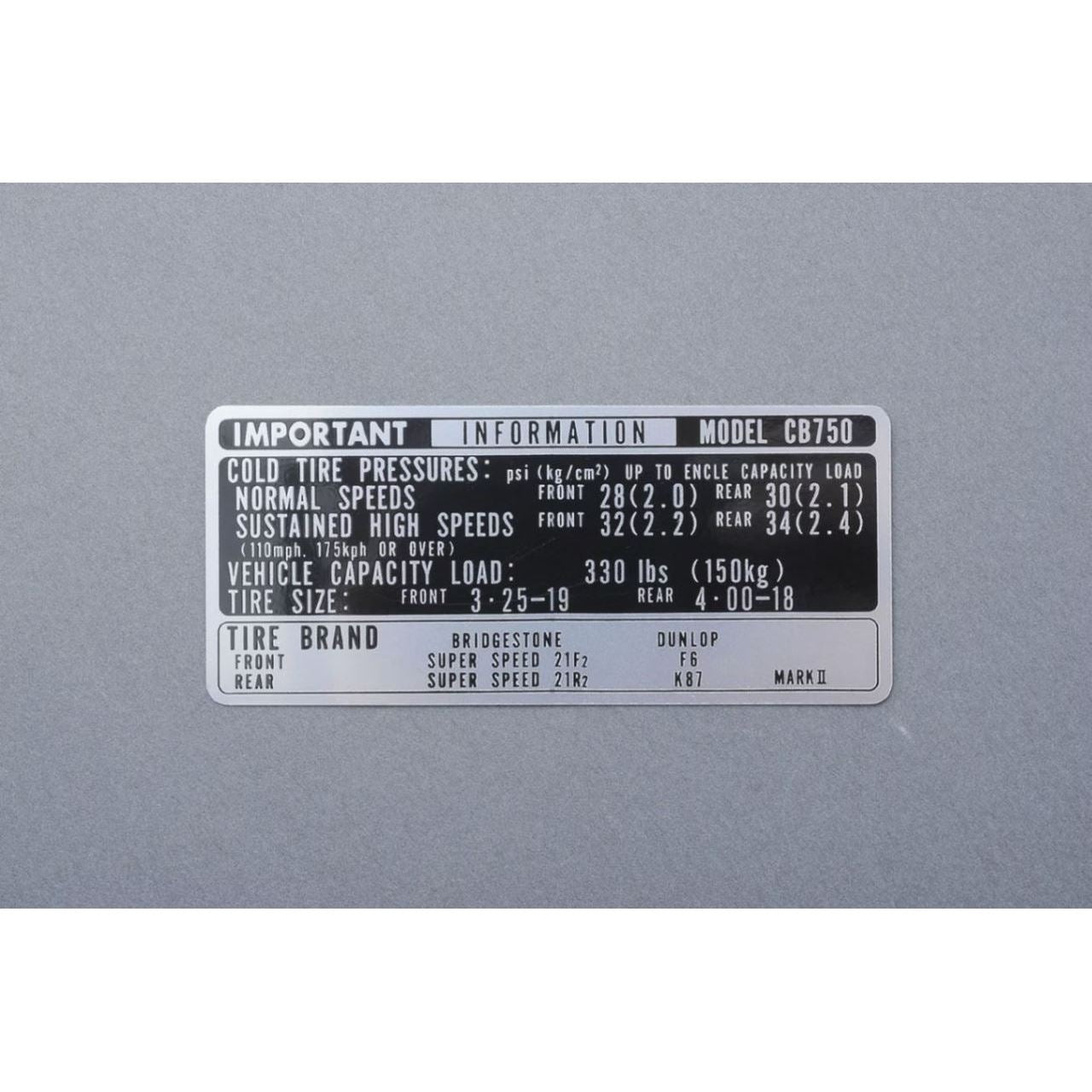 タイヤコーション 英語版 CB750