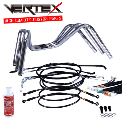 XR50/100モタード 05-07年 AD14HD13 ミニしぼりアップハンドル セット ブラック ワイヤー