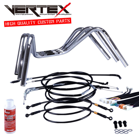 XR50/100モタード 05-07年 AD14HD13 ミニしぼりアップハンドル セット ブラック ワイヤー