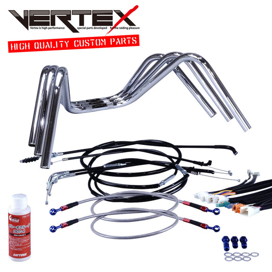 XR50/100モタード 05-07年 AD14HD13 ミニしぼりアップハンドル セット ブラック ワイヤー