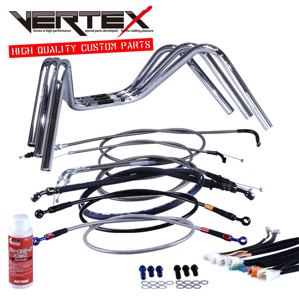 XR50/100モタード 05-07年 AD14HD13 ミニしぼりアップハンドル セット ブラックメッシュ ダークメッシュ ワイヤー