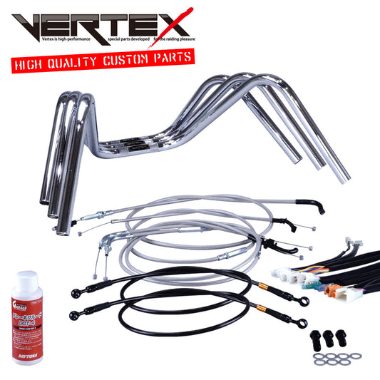 XR50/100モタード 05-07年 AD14HD13 ミニしぼりアップハンドル セット メッシュ ワイヤー