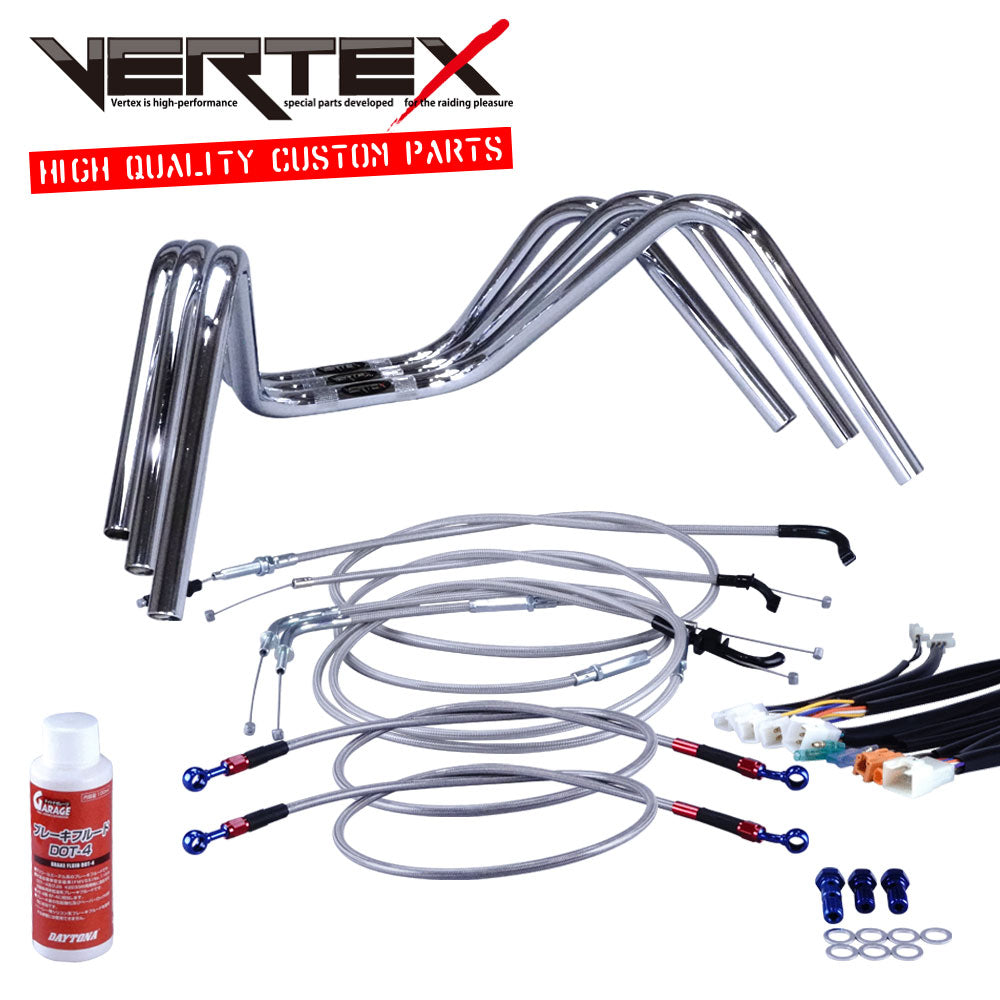 XR50/100モタード 05-07年 AD14HD13 ミニしぼりアップハンドル セット メッシュ ワイヤー