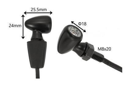 LED turn signals, Pico, black, 2 pieces, M8, universal