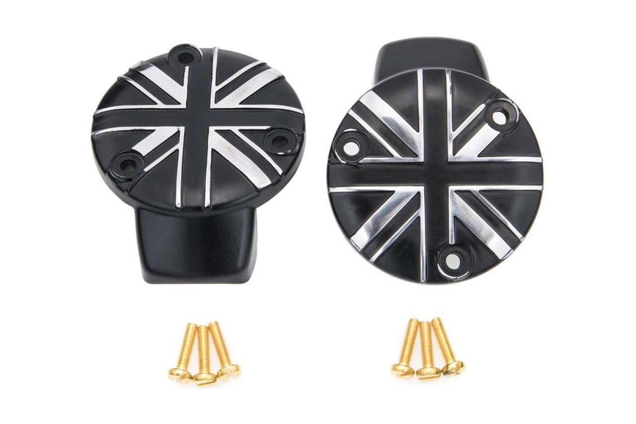 Throttle Body Covers Union Jack Black/Polished 2 pcs for T120 Thruxton 1200/R/RS Bobber