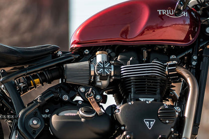 Throttle Body Covers Union Jack Black/Polished 2 pcs for T120 Thruxton 1200/R/RS Bobber