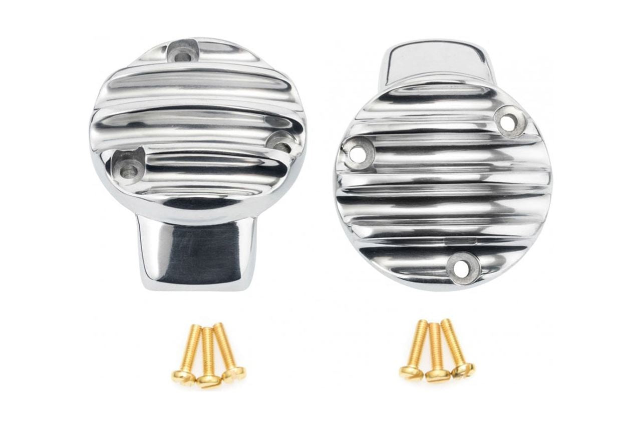 Throttle Body Cover Ribbed Polished 2pcs T120 Thruxton 1200/R/RS Bobber