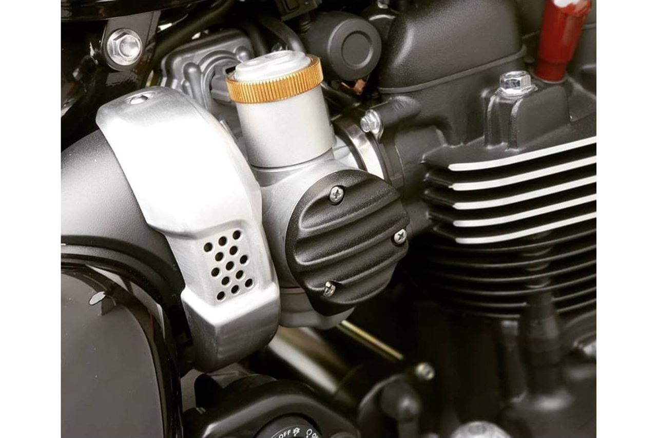 Throttle Body Covers, Ribbed, Black, 2 pieces, T120, Thruxton 1200/R/RS, Bobber