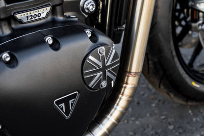 Generator Badge Union Jack Black/Polished 1pc for T100/T120 Speed Twin 900 Scrambler 900