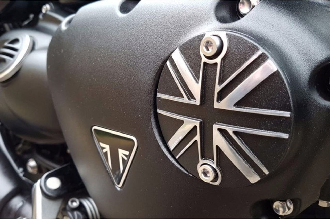 Generator Badge Union Jack Black/Polished 1pc for T100/T120 Speed Twin 900 Scrambler 900
