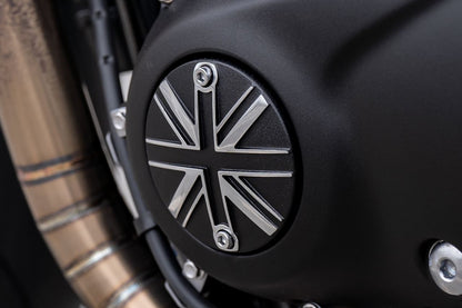 Clutch Badge Union Jack Black/Polished 1pc T100/T120 Speed Twin 900 Scrambler 900