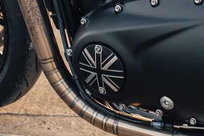 Clutch Badge Union Jack Black/Polished 1pc T100/T120 Speed Twin 900 Scrambler 900