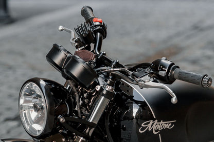 Master Cylinder Cap, Ribbed, Black, Die-Cast Aluminum, 1 pc., T100, T120, Bobber, Speedmaster