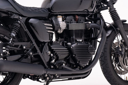 Sprocket Cover Ribbed Black/Polished 1 pc T100/T120 Speed Twin 900 Scrambler 900