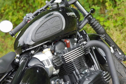 エキゾーストクランプ フィン ブラック 2個 T100/T120 スピードツイン900 スクランブラー900