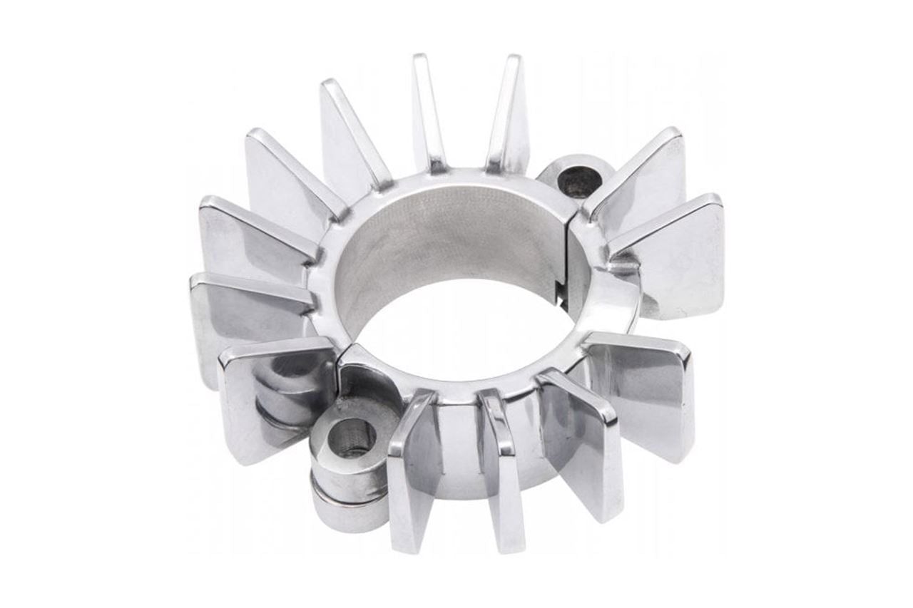 Exhaust Clamps, Finned, Polished, 2 pcs, T100/T120, Speed Twin 900, Scrambler 900