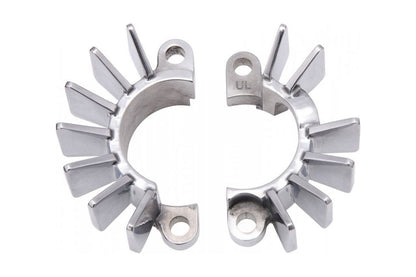 Exhaust Clamps, Finned, Polished, 2 pcs, T100/T120, Speed Twin 900, Scrambler 900