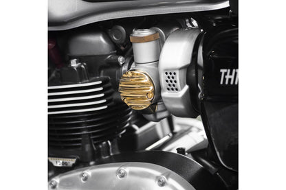 Throttle Body Cover Ribbed Brass 2pcs T120 Thruxton 1200/R/RS Bobber