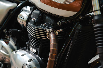 エキゾーストクランプ ステルス ポリッシュ 2個 T100/T120 スピードツイン900 スクランブラー900