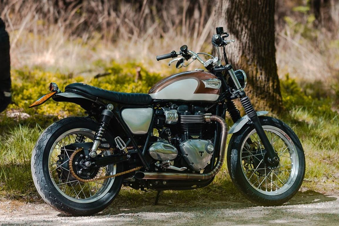 エキゾーストクランプ ステルス ポリッシュ 2個 T100/T120 スピードツイン900 スクランブラー900