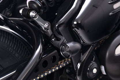Rear turn signal stays - Ajax frame mount, black, 2 pieces, for M8/M10, Bonneville Bobber