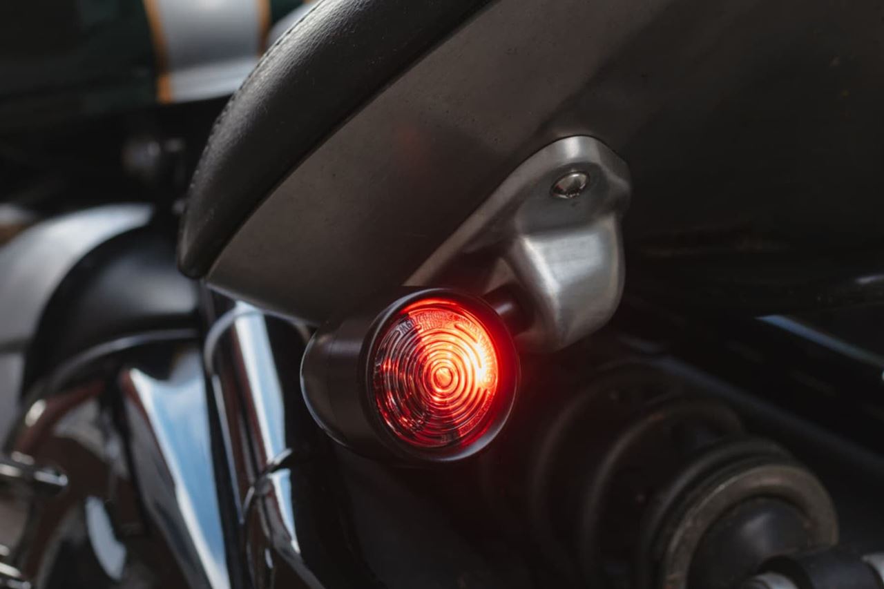 Rear turn signal stays for Bonneville Bobber, under-seat mount, M8, brushed finish, set of 2